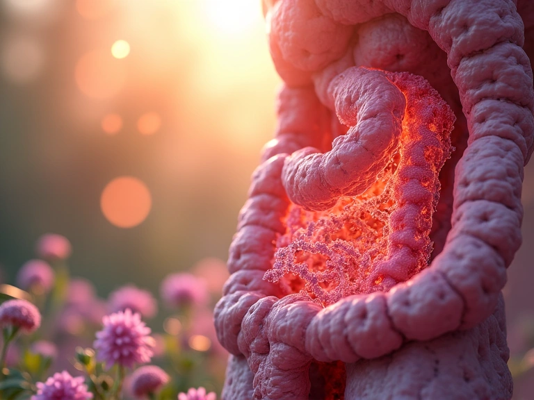 Image representing gut health or immune system, in an elegant, scientific yet natural style. No text.